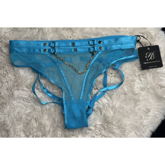 Honey Birdette JASMIN🩵 Blue Turquoise & Gold Backless Brief XS - Picture 2 of 4